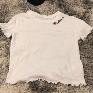 White Hollister shirt with ruffles, size XS.